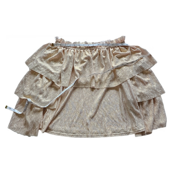 River Island Plus Plisse Bardot Off-Shoulder Cream Ruffle Top - Picture 9 of 15